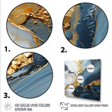 Gold and blue geode art  V - Abstract Canvas Wall Art