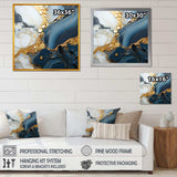 Gold and blue geode art  V - Abstract Canvas Wall Art