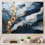 Blue and Gold Marble river II - Abstract Canvas Wall Art