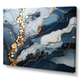 Blue and Gold Marble river II - Abstract Canvas Wall Art