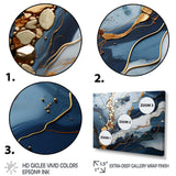 Blue and Gold Marble river II - Abstract Canvas Wall Art