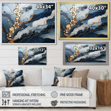 Blue and Gold Marble river II - Abstract Canvas Wall Art