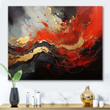 Red and gold marble fire I - Abstract Canvas Wall Art