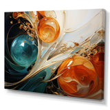 White blue and orange ink storm III - Abstract Canvas Wall Art