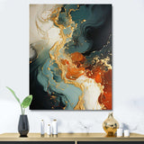 White blue and orange stone storm IV - Abstract Canvas Wall Art