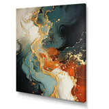 White blue and orange stone storm IV - Abstract Canvas Wall Art