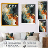 White blue and orange stone storm IV - Abstract Canvas Wall Art