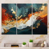 Blue and golden marble storm III - Canvas Wall Art Sets