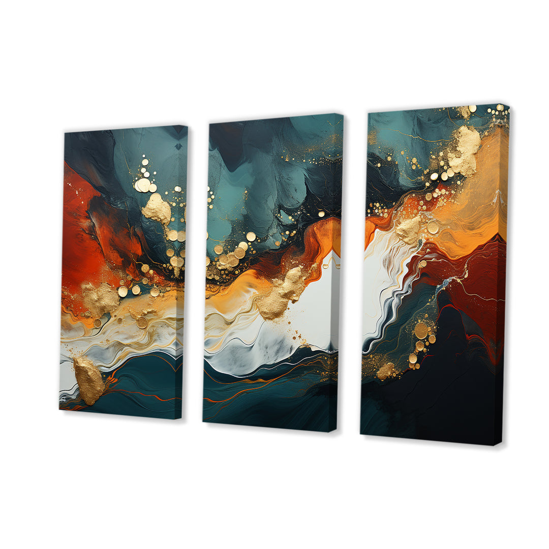 Blue and golden marble storm III - Multi-Panels