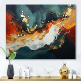 Blue and golden marble storm III - Abstract Canvas Wall Art