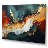 Blue and golden marble storm III - Abstract Canvas Wall Art