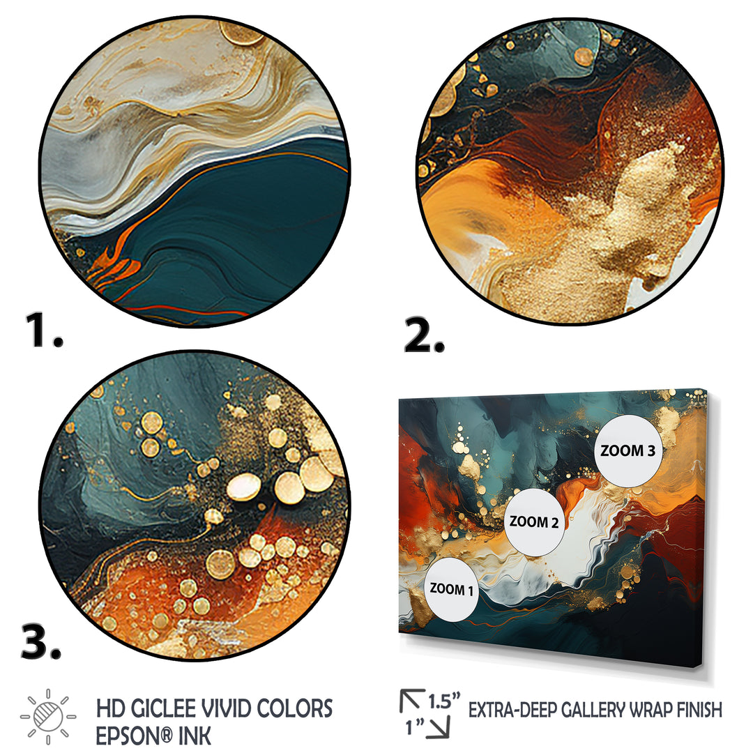 Blue and golden marble storm III - Multi-Panels