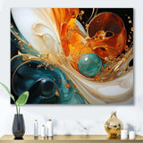 Orange and emerald marble lava I - Abstract Canvas Wall Art