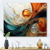 Orange and emerald marble lava IV - Abstract Canvas Wall Art