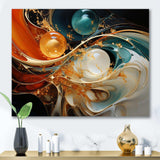 Orange and gold planet waves I - Abstract Canvas Wall Art