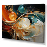 Orange and gold planet waves I - Abstract Canvas Wall Art