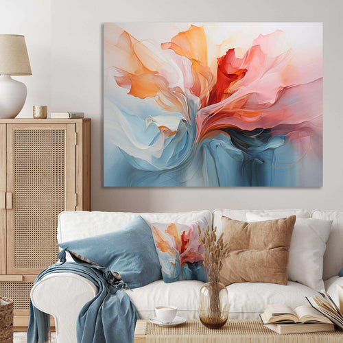 Pink and blue soothing swirls II - Abstract Canvas Wall Art