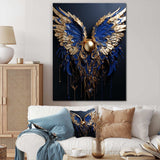 Royal Blue and gold Angel wings I - Fashion Canvas Wall Art