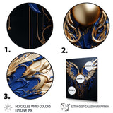 Royal Blue and gold Angel wings I - Fashion Canvas Wall Art