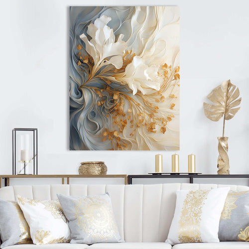 White and gold champagne flow V - Food & Beverage Canvas Wall Art