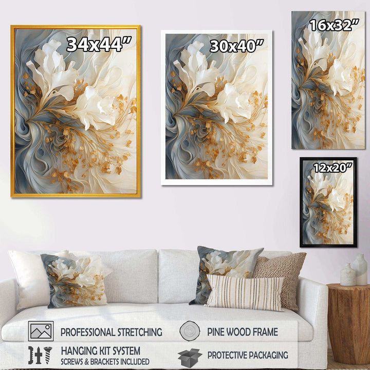 White and gold champagne flow V - Food &amp; Beverage Canvas Wall Art
