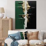 Golden green and black ink merge II - Abstract Canvas Wall Art