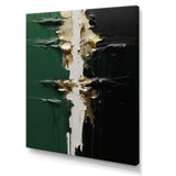 Golden green and black ink merge II - Abstract Canvas Wall Art