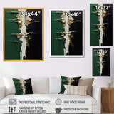 Golden green and black ink merge II - Abstract Canvas Wall Art