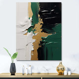 Golden green and black ink merge III - Abstract Canvas Wall Art