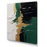 Golden green and black ink merge III - Abstract Canvas Wall Art