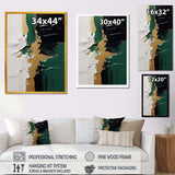 Golden green and black ink merge III - Abstract Canvas Wall Art