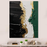 Golden green and black ink merge IV - Abstract Canvas Wall Art