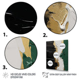 Golden green and black ink merge IV - Abstract Canvas Wall Art