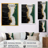 Golden green and black ink merge IV - Abstract Canvas Wall Art