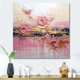 Gold and Pink Modern liquid Shapes II - Abstract Canvas Wall Art