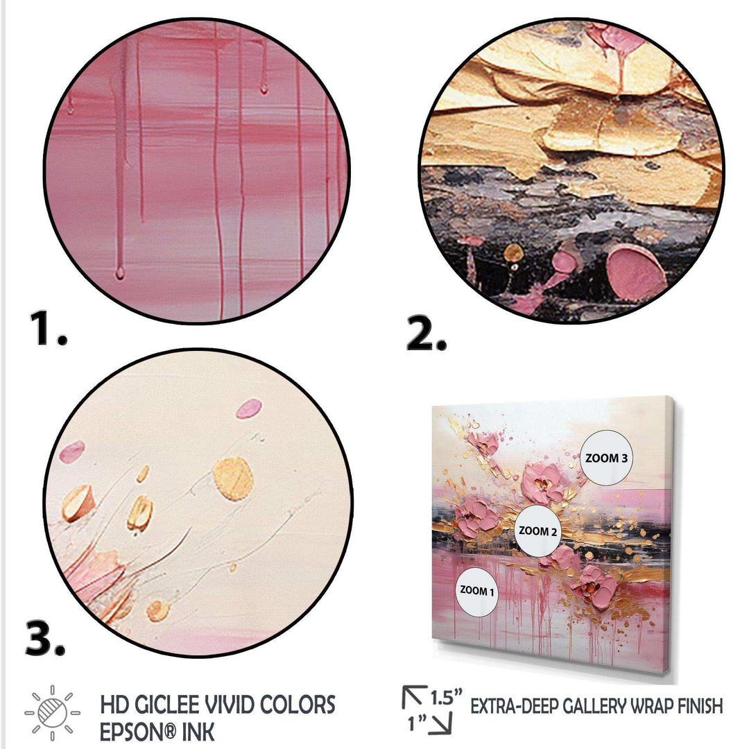 Gold and Pink Modern liquid Shapes II - Abstract Canvas Wall Art