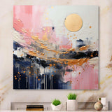 Gold and Pink Modern liquid Shapes III - Abstract Canvas Wall Art