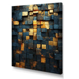 Grunge Gold Cubes Abstract Geometric V - Abstract Canvas Wall Art