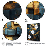 Grunge Gold Cubes Abstract Geometric V - Abstract Canvas Wall Art