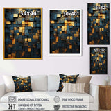 Grunge Gold Cubes Abstract Geometric V - Abstract Canvas Wall Art