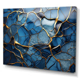 Gold and Blue Marble Mosaic Agate III - Abstract Canvas Wall Art