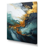 Gold and green white marble waterfall I - Abstract Canvas Wall Art