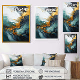 Gold and green white marble waterfall I - Abstract Canvas Wall Art