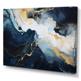 Gold and blue Abstract marble paint IV - Abstract Canvas Wall Art