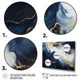 Gold and blue Abstract marble paint IV - Abstract Canvas Wall Art