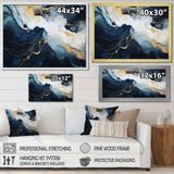 Gold and blue Abstract marble paint IV - Abstract Canvas Wall Art