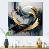 Golden grey Abstract Fractal Whirls of serenity II - Abstract Canvas Wall Art