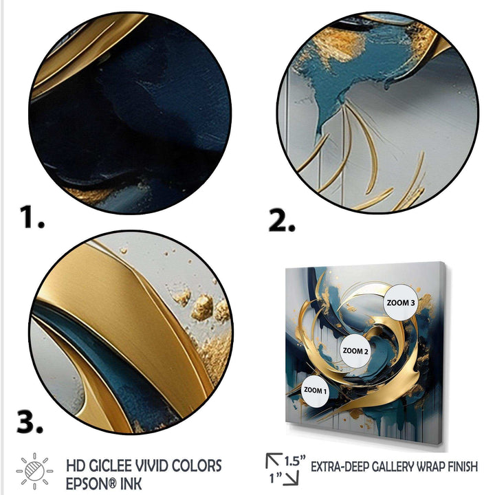 Golden grey Abstract Fractal Whirls of serenity II - Abstract Canvas Wall Art