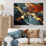 Gold and Green Serene abstract marble dream V - Abstract Canvas Wall Art