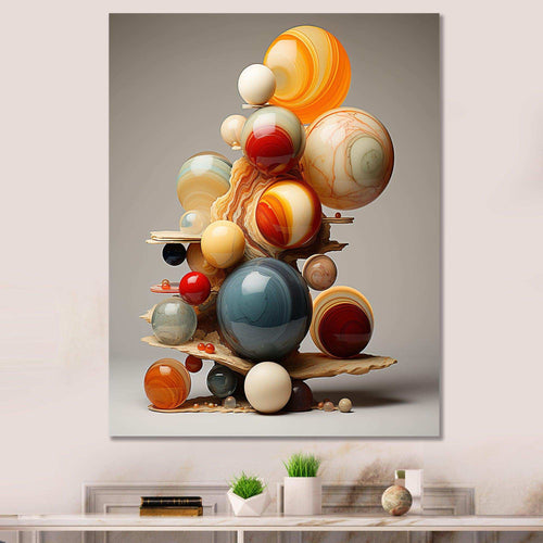Abstract geometric marbles pyramid II - Abstract Canvas Wall Art